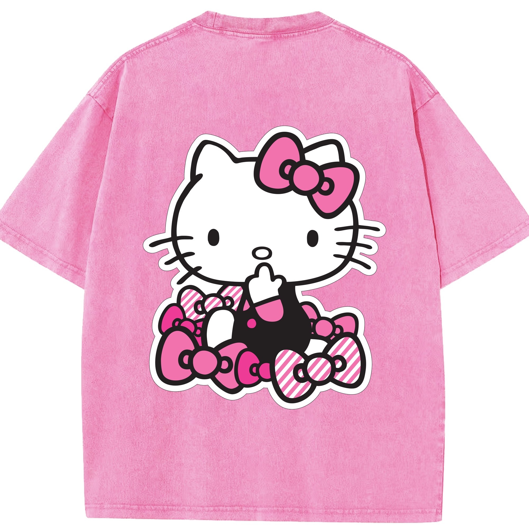 （画像用） Hello Kitty ハローキティ 綿100% ヴィンテージ風 半袖Tシャツ（背面プリント）